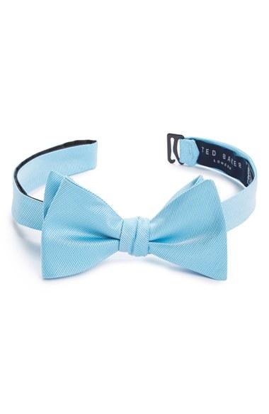 Men's Ted Baker London Solid Silk Bow Tie, Size - Blue/green