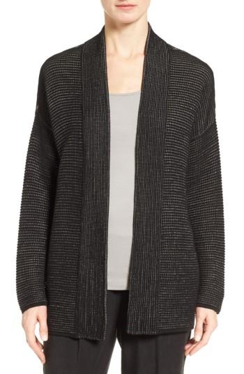 Women's Eileen Fisher Silk Blend Ottoman Knit Cardigan - Black