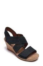 Women's Rockport Cobb Hill Janna Cross Strap Wedge Sandal W - Black