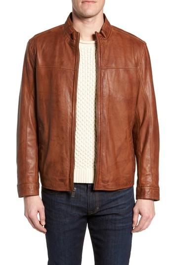 Men's Missani Le Collezioni Zip Leather Jacket - Brown