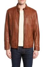Men's Missani Le Collezioni Zip Leather Jacket - Brown