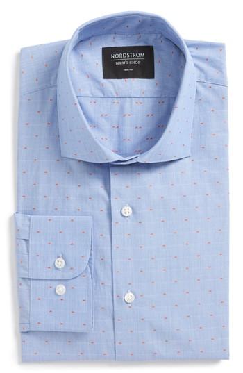 Men's Nordstrom Men's Shop Trim Fit Dot Dress Shirt .5 32/33 - Orange