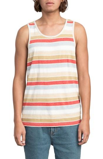 Men's Rvca Lenix Stripe Tank - White