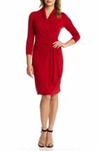 Women's Karen Kane Cascade Faux Wrap Dress - Red