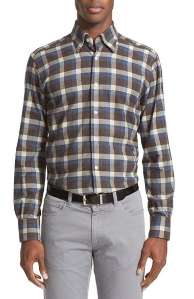 Men's Canali Plaid Sport Shirt