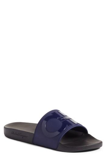 Men's Salvatore Ferragamo Groove 2 Slide Sandal M - Blue/green