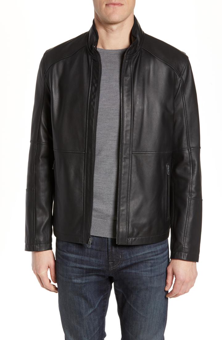 Men's Andrew Marc Wiley Lambskin Leather Jacket - Black