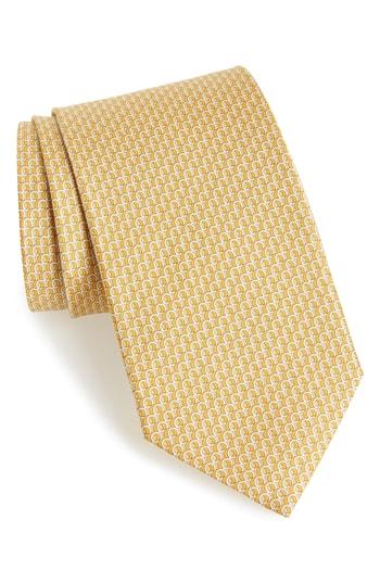 Men's Salvatore Ferragamo Filo Print Silk Tie, Size - Yellow