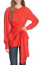 Women's Dvf Long Sleeve Wrap Front Stretch Crepe Blouse - Pink