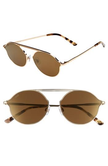 Women's Web 57mm Round Sunglasses - Gold/ Brown Mirror