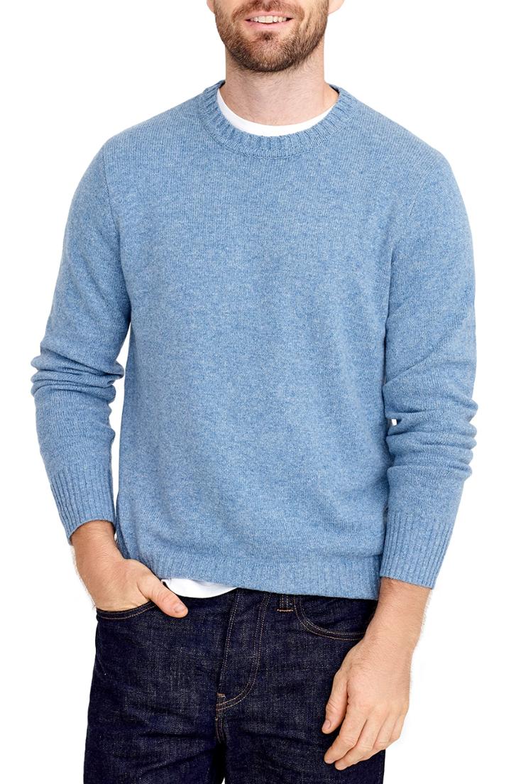 Men's J.crew Rugged Merino Wool Blend Sweater, Size - Blue