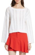 Women's Alice + Olivia Melania Bell Sleeve Cable Sweater - White