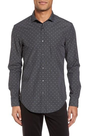 Men's Boss Ridley Slim Fit Dot Sport Shirt - Black