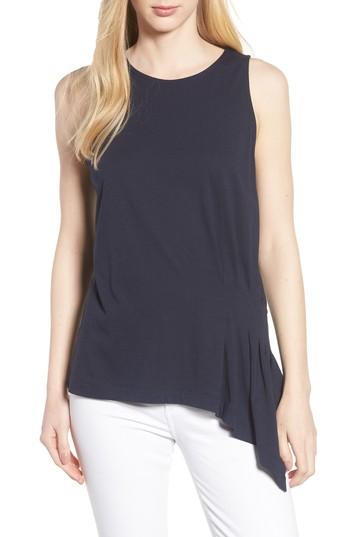 Women's Press Asymmetrical Hem Pleat Tank Top - Blue