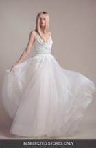 Women's Blush By Hayley Paige Fawn Crepe Wedding Dress With Tulle Overskirt, Size In Store Only - Ivory