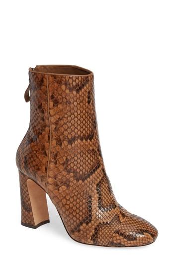 Women's Alexandre Birman Corella Exotic Genuine Python Bootie M - Brown