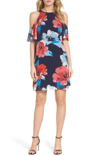 Women's Vince Camuto Floral Cold Shoulder Shift Dress