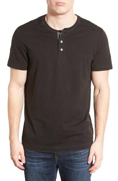 Men's Jeremiah 'abel' Short Sleeve Slub Cotton Henley - Black