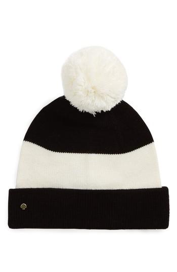 Women's Kate Spade New York Colorblock Knit Beanie - Black