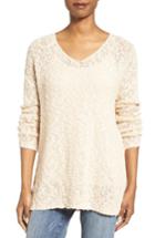 Women's Caslon Open Stitch V-neck Sweater - Beige