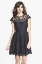 Women's Bb Dakota 'rhianna' Illusion Yoke Lace Fit & Flare Dress - Black
