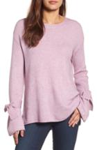 Women's Halogen Tie Bell Sleeve Sweater, Size - Purple