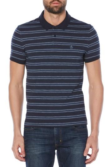 Men's Original Penguin Slub Stripe Polo - Blue