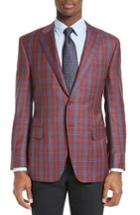 Men's Canali Classic Fit Plaid Wool Sport Coat R Eu - Red