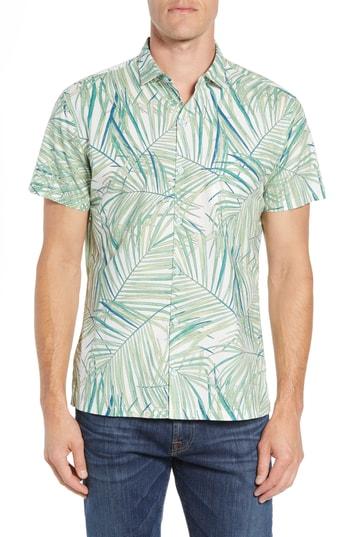Men's Tori Richard Kentia Trim Fit Palm Print Sport Shirt - White