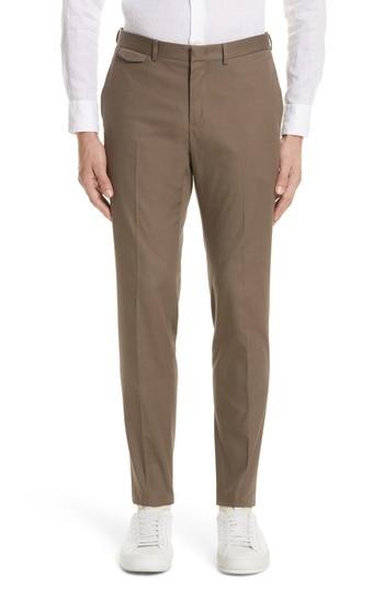 Men's Z Zegna Flat Front Stretch Cotton Trousers Us / 50 Eu R - White