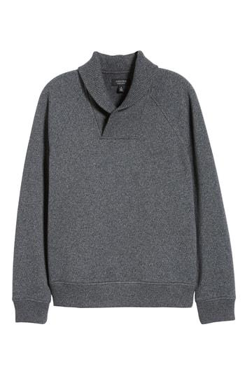 Men's Nordstrom Men's Shop Shawl Collar Fleece Sweatshirt - Black