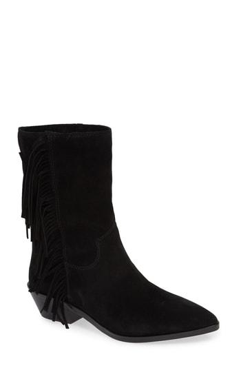 Women's Rebecca Minkoff Krissa Fringed Bootie .5 M - Black