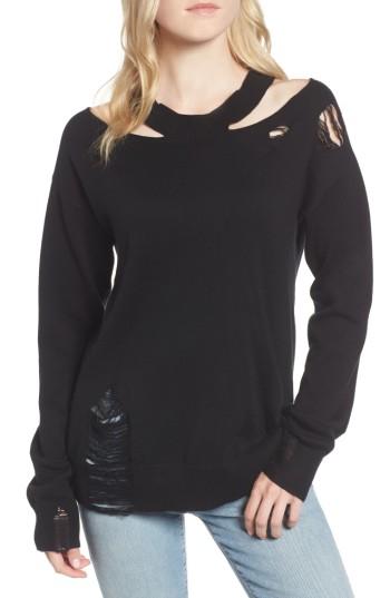 Women's N:philanthropy Julian Distressed Sweatshirt - Black
