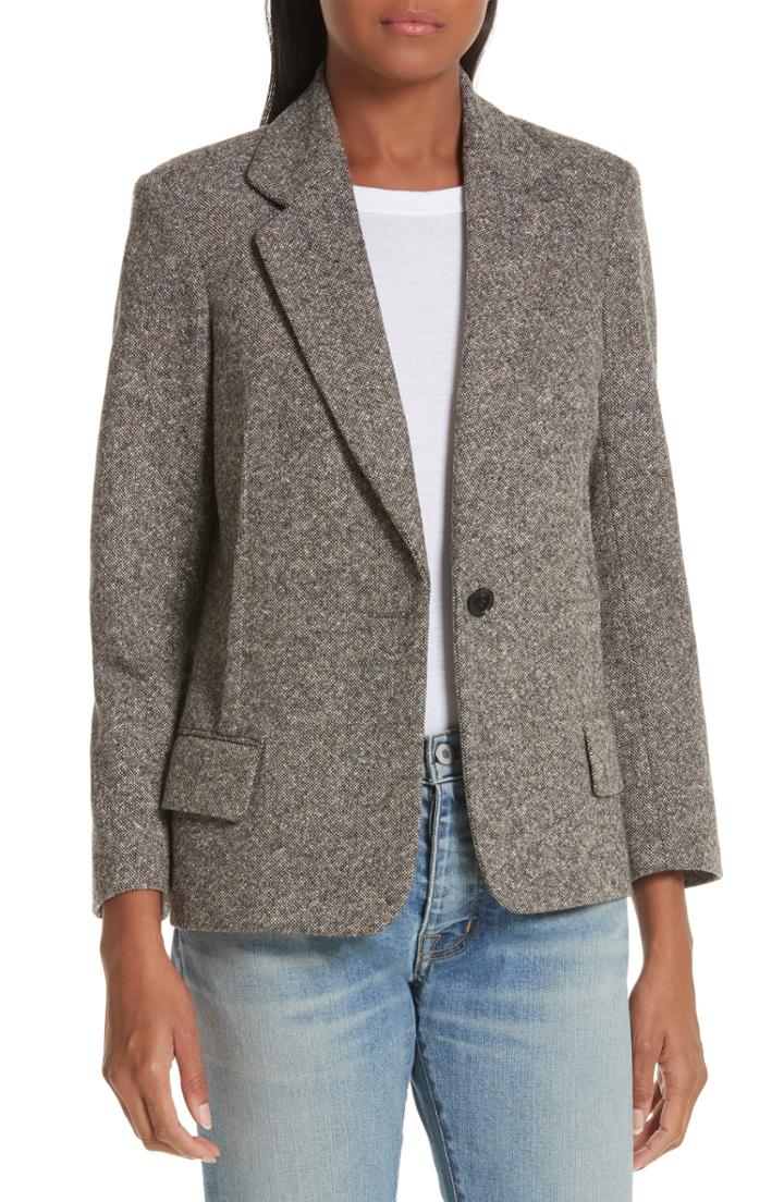 Women's Nili Lotan Humphrey Wool Blend Blazer - Brown