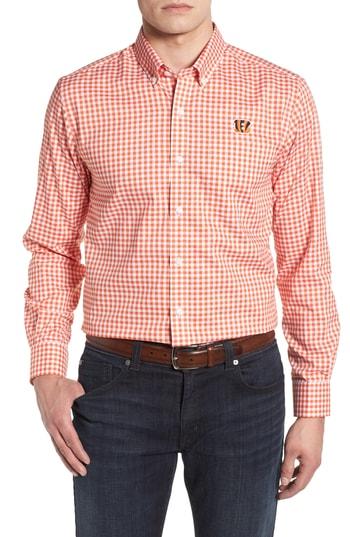 Men's Cutter & Buck League Cincinnati Bengals Fit Shirt, Size Small - Orange