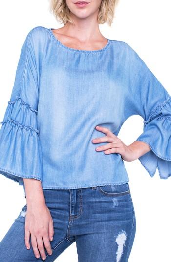 Women's Liverpool Jeans Company Voluminous Sleeve Shirt - Blue