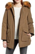 Women's Pendleton Dawson Genuine Fur Trim Down Coat - Brown