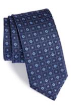 Men's Canali Floral Grid Silk Tie, Size - Blue