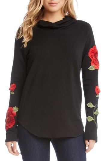 Women's Karen Kane Applique Detail Hoodie - Black