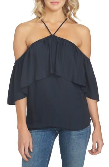 Women's 1. State Halter Neck Ruffle Blouse - Black
