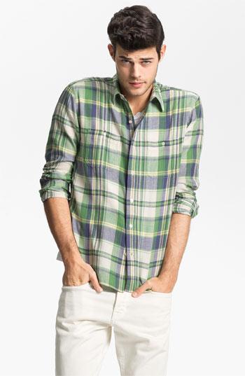 Vince Regular Fit Cotton & Linen Sport Shirt Paris