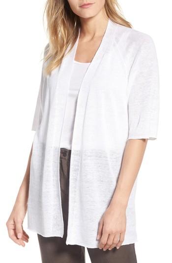 Women's Eileen Fisher Organic Linen Cardigan, Size - White