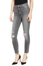 Women's Mother The Swooner Chew Hem Ripped Ankle Skinny Jeans - Black