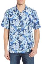 Men's Tommy Bahama Break Wave Fronds Silk Blend Sport Shirt - Blue