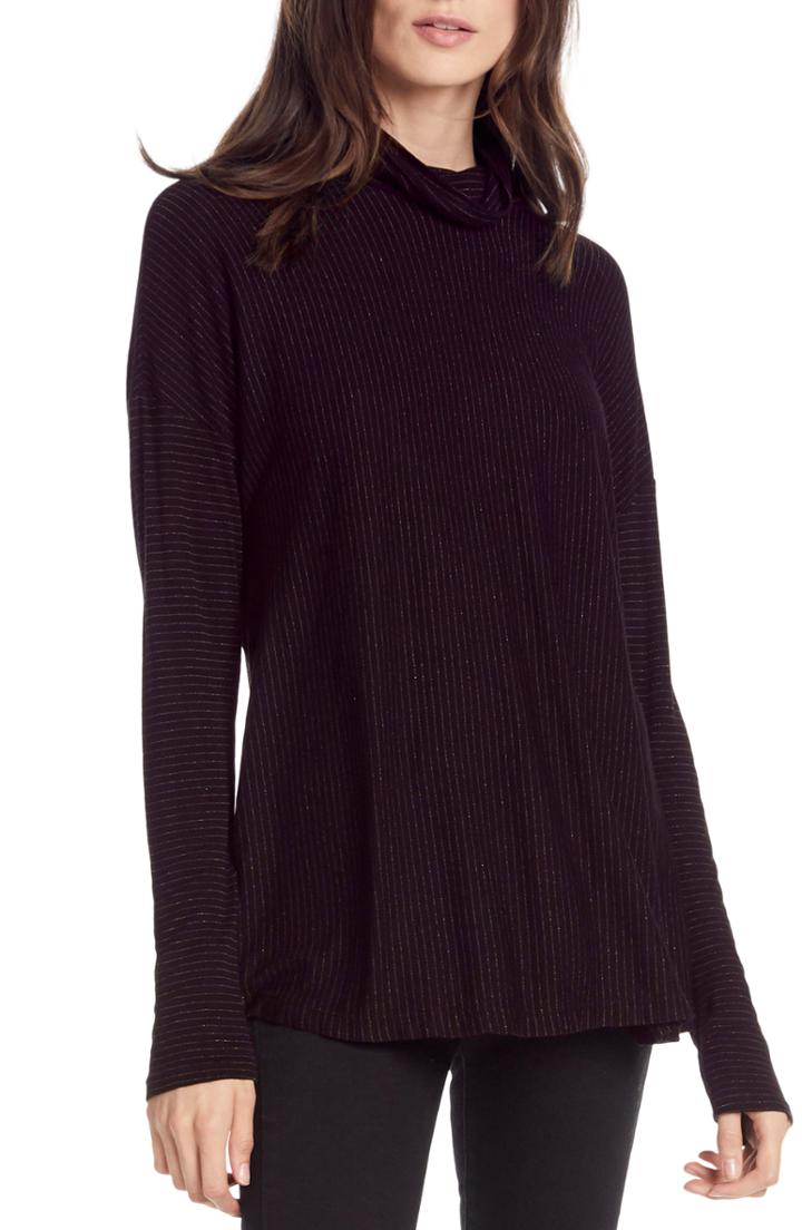Women's Michael Stars Metallic Stripe Turtleneck Top, Size - Purple