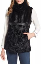 Women's Via Spiga Faux Fur & Faux Leather Vest - Black
