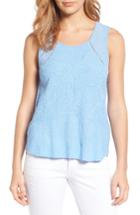 Women's Lucky Brand Embroidered Mixed Media Shell - Blue