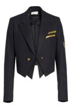 Women's Saint Laurent Spencer Crop Military Jacket Us / 44 Fr - Black
