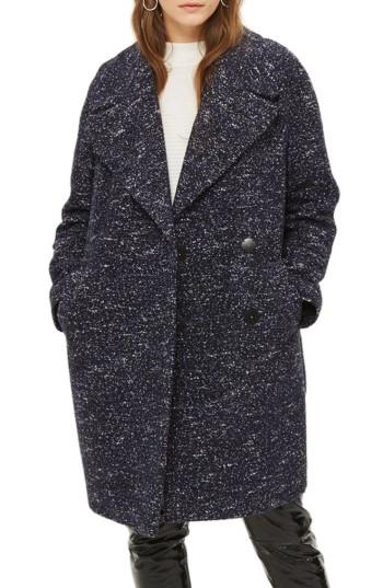 Women's Topshop Boucle Cocoon Coat - Blue