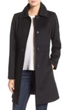 Petite Women's Kristen Blake Wool Blend Walking Coat P - Black